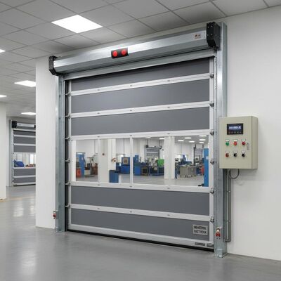 kopen 220 V 380 V wisselstroom industriële snelle deur op rollen of schuifdeur type met besturingssysteem of sensor geactiveerd voor industriële online manufacture