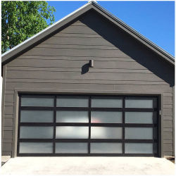 Full Vision Customized Morden Geïsoleerde Automatische Overhead Aluminium Alloy Automatische Zwarte Garagedeuren Voor Huis